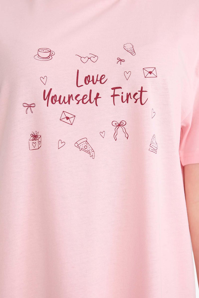 DeFacto Pink Woman Regular Fit Printed Nightgown Casual - Image 5